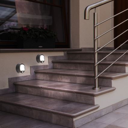 LED Außen-Wandleuchte mit Sensor LED/1,5W/3xAA IP44 schwarz