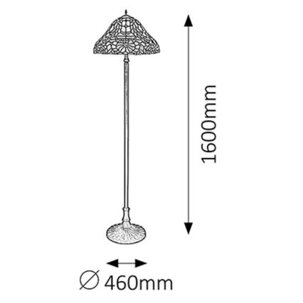 Rabalux - Lampada da terra Tiffany in vetro colorato 2xE27/60W/230V