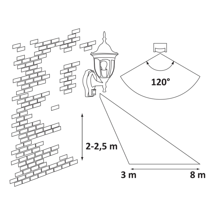 Rabalux - Luminaire extérieur avec détecteur 1xE27/60W/230V