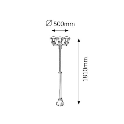 Rabalux - Außenleuchte 3xE27/60W/230V IP44 1,9 m