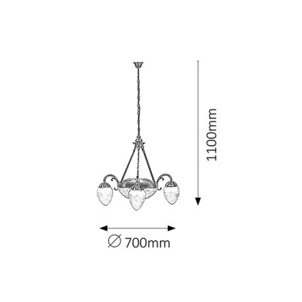 Rabalux 8633 - Kronleuchter auf der Kette ANNABELLA 3xE14/40W+2xE27/60W