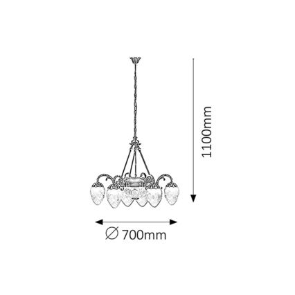 Rabalux 8636 - Lampadario a sospensione con catena  ANNABELLA 6xE14/40W+2xE27/60W