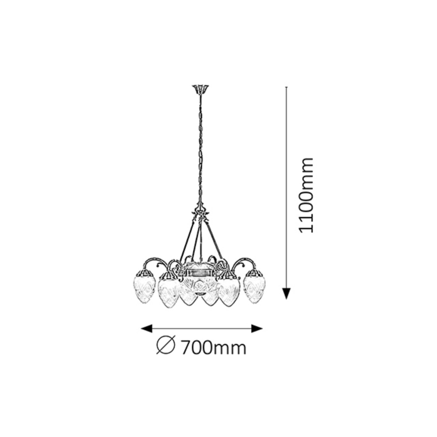 Rabalux 8636 - Lampadario a sospensione con catena  ANNABELLA 6xE14/40W+2xE27/60W