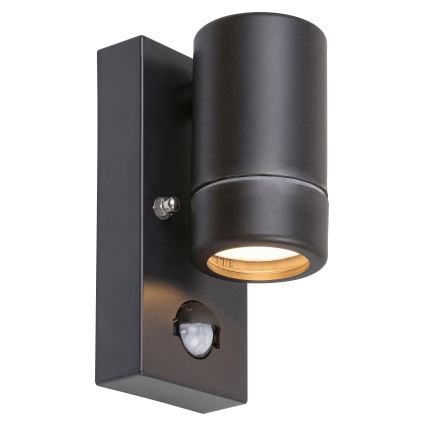 Applique murale extérieure avec détecteur 1xGU10/10W/230V IP44 noir