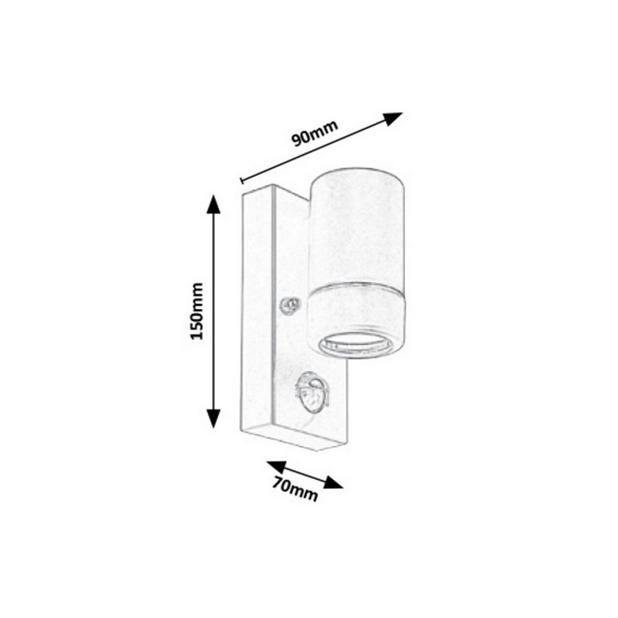 Rabalux - Applique murale extérieur avec détecteur 1xGU10/10W/230V IP44 noir