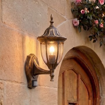 Rabalux - Applique da esterno con sensore 1xE27/60W/230V IP43 oro/patina/nero