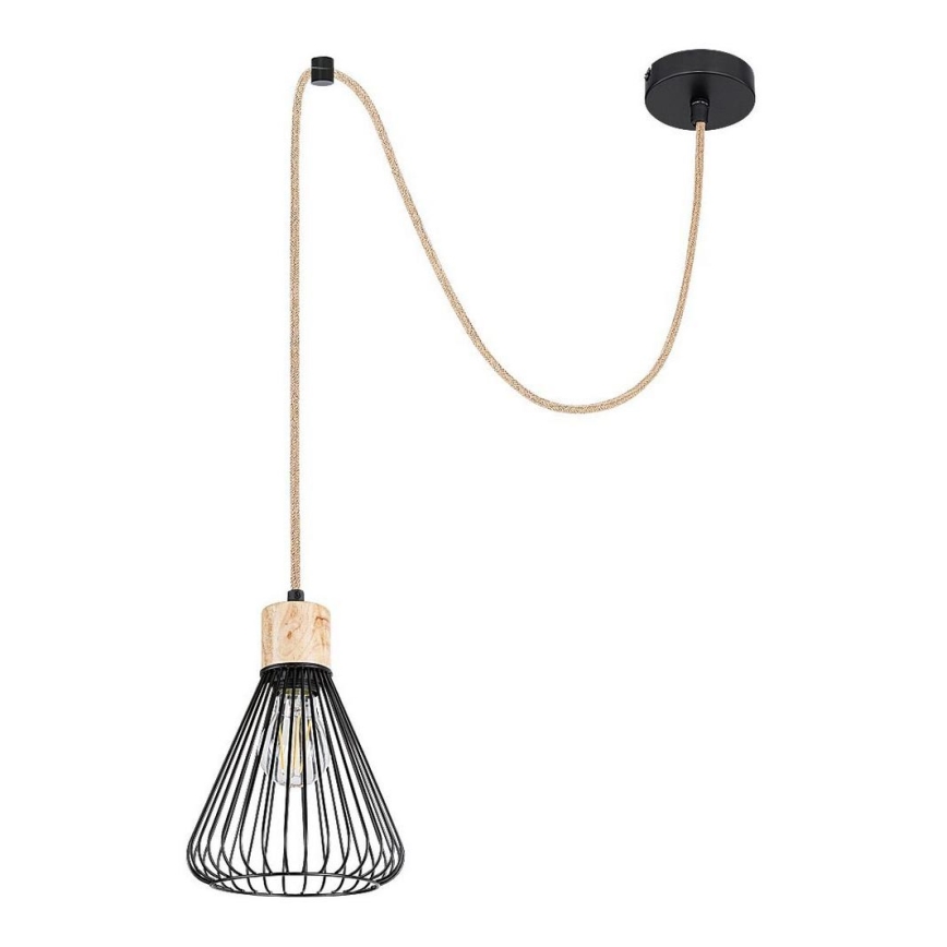 Rabalux - Lampadario a sospensione con filo 1xE27/40W/230V nero/faggio