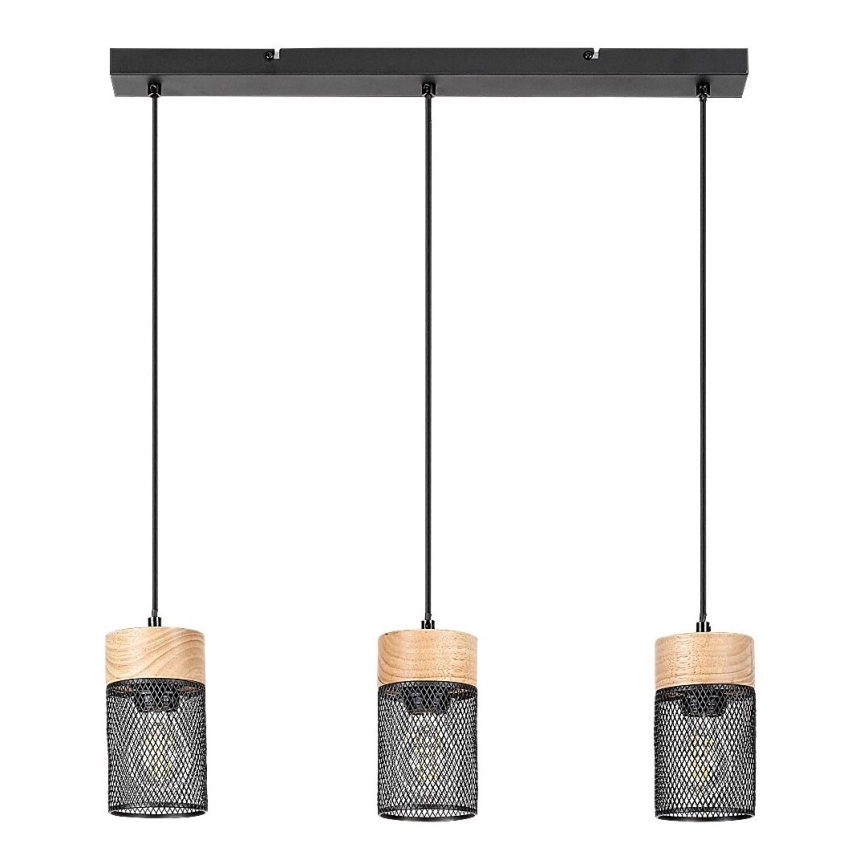 Rabalux - Lampadario a sospensione su cavo 3xE27/25W/230V faggio