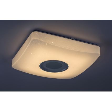 Rabalux - LED RGB dimmbare Deckenleuchte mit Lautsprecher LED/18W/230V 3000-6000K Bluetooth + Fernbedienung 36,5x36,5 cm