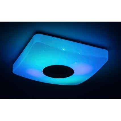 Rabalux - LED RGB dimmbare Deckenleuchte mit Lautsprecher LED/18W/230V 3000-6000K Bluetooth + Fernbedienung 36,5x36,5 cm