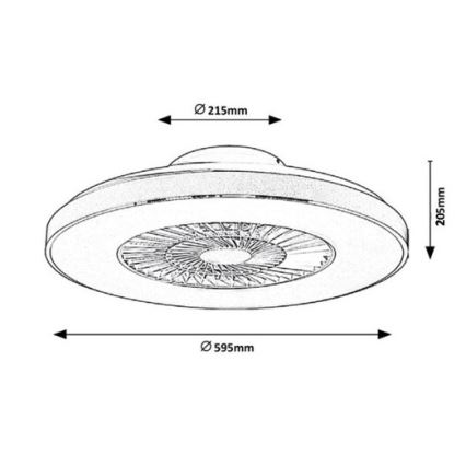 Rabalux - Plafoniera LED dimmerabile con ventilatore LED/40W/230V + TC 3000-6500K
