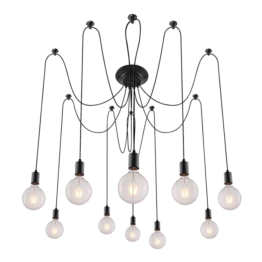 Rabalux - Suspension 10xE27/60W/230V araignée noir