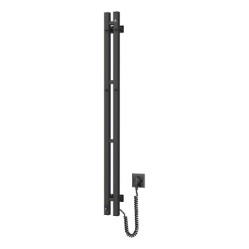 Radiateur sèche-serviettes électrique avec thermostat SILOUETTE 187W/230V 120,6 cm IP44 noir droit carré