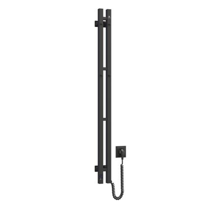 Radiateur sèche-serviettes électrique avec thermostat SILOUETTE 187W/230V 120,6 cm IP44 noir droit carré