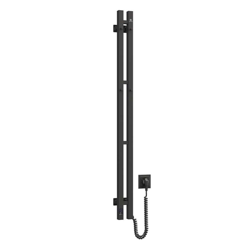 Radiateur sèche-serviettes électrique avec thermostat SILOUETTE 187W/230V 120,6 cm IP44 noir droit carré