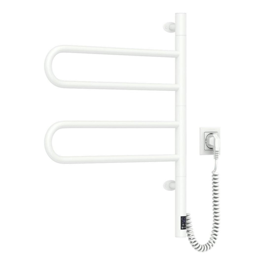Radiateur sèche-serviettes électrique rotatif avec thermostat FOUETTE 128W/230V 64,6 cm IP44 blanc