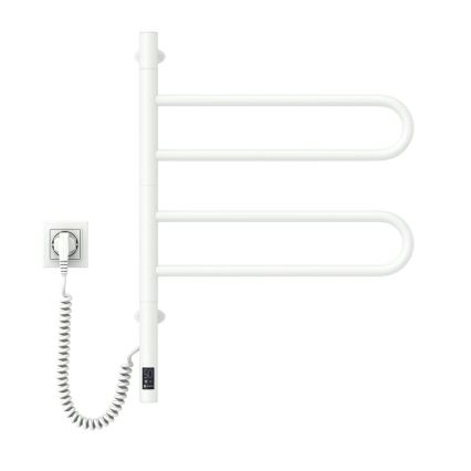 Radiateur sèche-serviettes électrique rotatif avec thermostat FOUETTE 128W/230V 64,6 cm IP44 blanc
