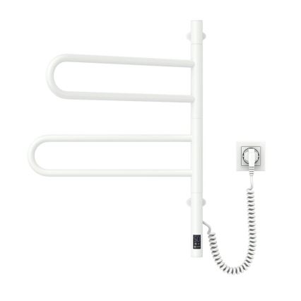 Radiateur sèche-serviettes électrique rotatif avec thermostat FOUETTE 128W/230V 64,6 cm IP44 blanc