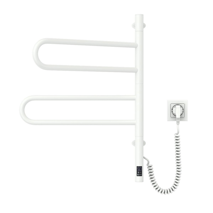 Radiateur sèche-serviettes électrique rotatif avec thermostat FOUETTE 128W/230V 64,6 cm IP44 blanc