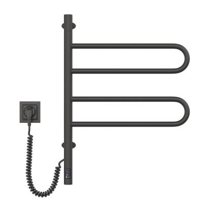 Radiateur sèche-serviettes électrique rotatif avec thermostat FOUETTE 128W/230V 64,6 cm IP44 noir