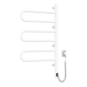 Radiateur sèche-serviettes électrique rotatif avec thermostat FOUETTE 185W/230V 81,8 cm IP44 blanc