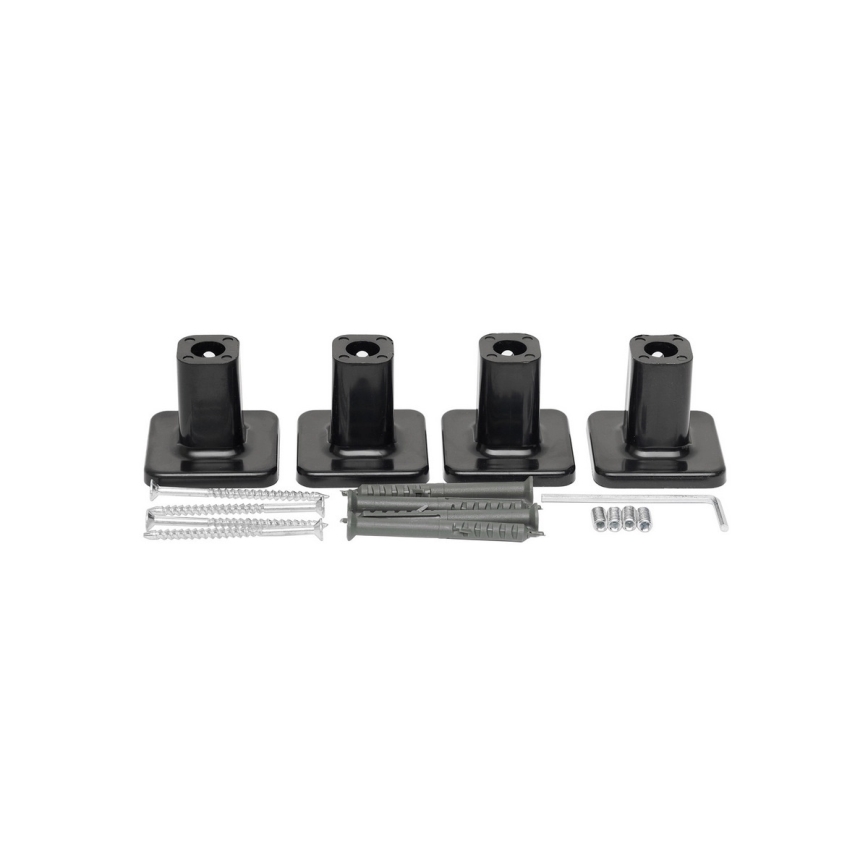 Sèche-serviettes LARGO pour salle de bains, 541 W/230 V, 120,6 cm, IP44, noir, côté gauche, design angulaire, thermostat intégré