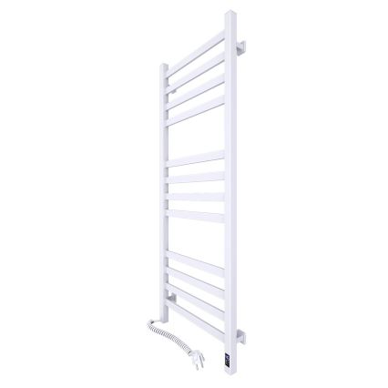 Radiatore scaldasalviette da bagno AVANGARD a scala con termostato, 459 W/230 V, 120,6 cm, IP44, bianco, lato sinistro