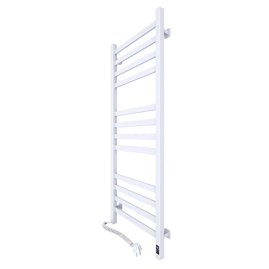 Radiatore scaldasalviette da bagno AVANGARD a scala con termostato, 459 W/230 V, 120,6 cm, IP44, bianco, lato sinistro