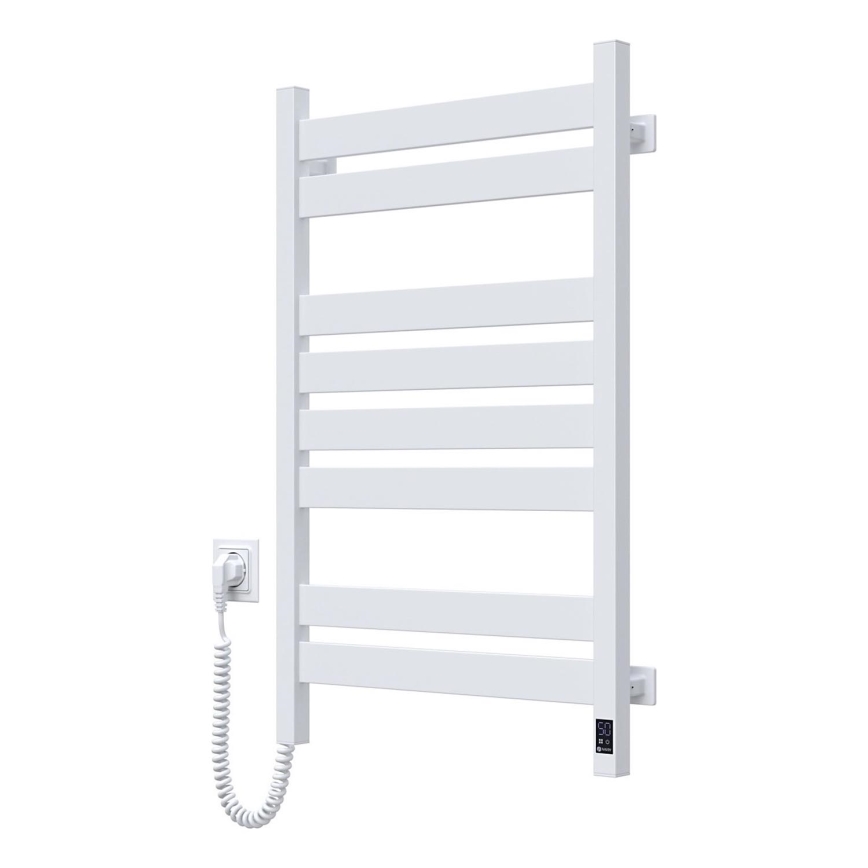 Radiatore scaldasalviette LARGO con termostato, 432 W/230 V, 80,6 cm, IP44, bianco, sinistro, profilo quadrato