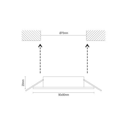 Rahmen für Einbaustrahler GU10 9×9 cm, weiß