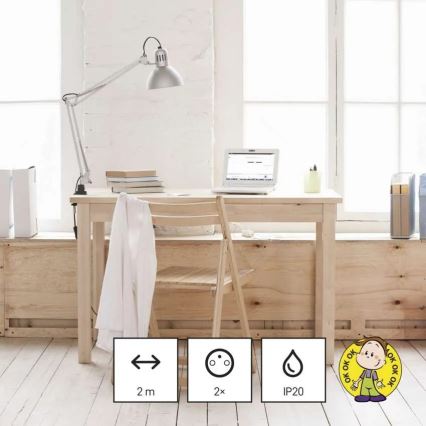Câble d'extension 2 prises + 2x USB-A + USB-C 1,4 m