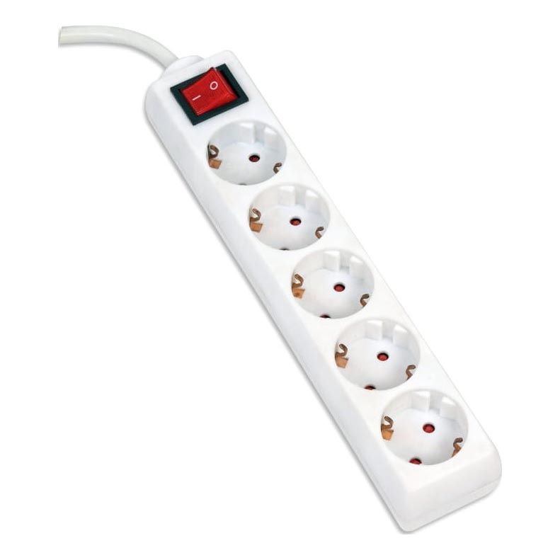 Rallonge avec interrupteur 5Z Type F 1,5m blanc
