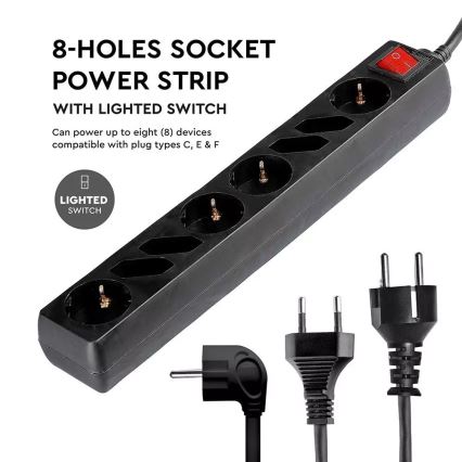 Rallonge avec interrupteur SCHUKO 8Z 1,5 m