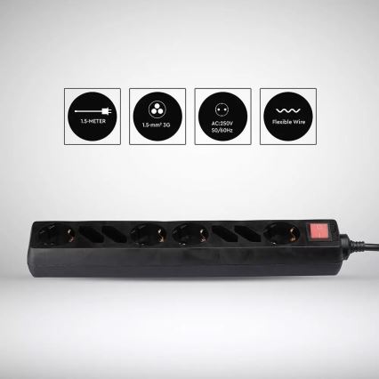 Rallonge avec interrupteur SCHUKO 8Z 1,5 m