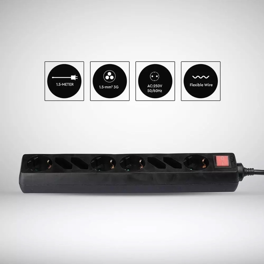 Rallonge avec interrupteur SCHUKO 8Z 1,5 m