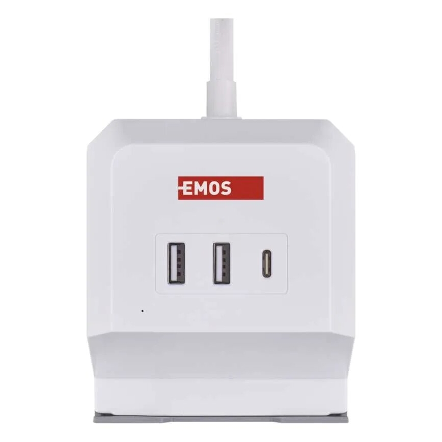 Rallonge cube avec charge sans fil QI 2Z +2xUSB-A+1xUSB-C 2m blanc