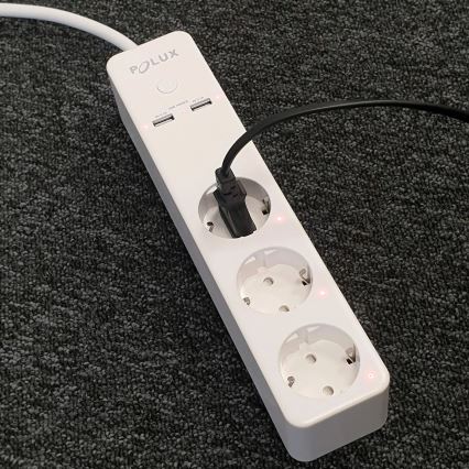Rallonge SMART avec interrupteur 1,5m + 2xUSB/Wi-Fi Tuya SCHUKO