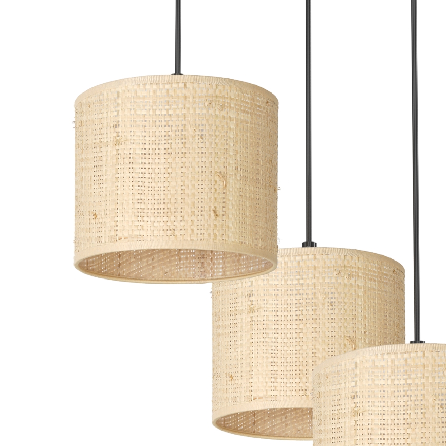 Deckenleuchte an Seil RATTAN 3xE27/60W/230V Rattan