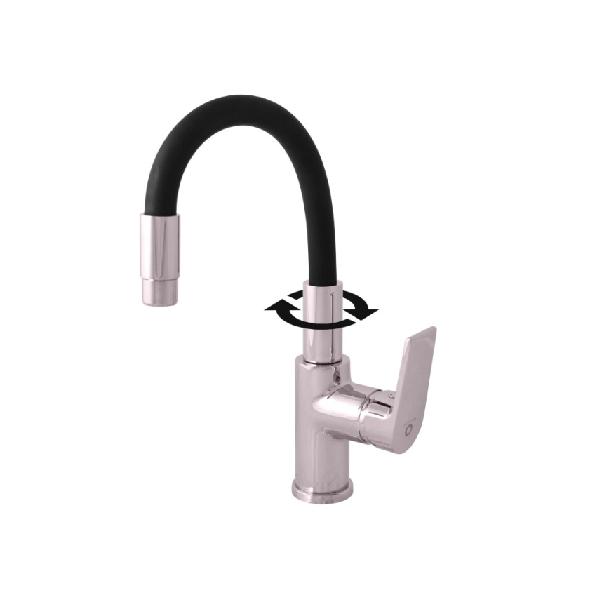 RAV Slezák CO119.0/15 - Miscelatore per lavello con collo flessibile COLORADO 25 cm nero/cromo lucido