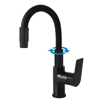 RAV Slezák CO119.0/16 - Miscelatore per lavello con collo flessibile e doccetta estraibile COLORADO 25 cm nero