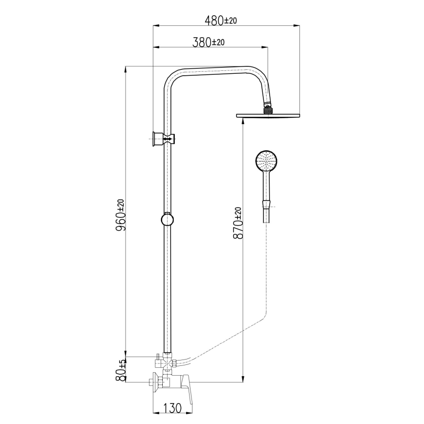 RAV Slezák CO182.5/7 - Ensemble de douche avec mitigeur COLORADO chromé brillant