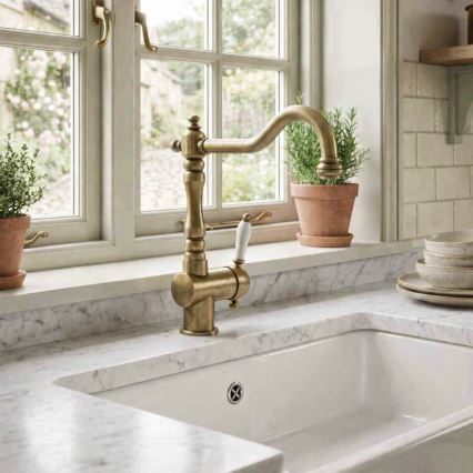 RAV Slezák L508.0/8SM - Mitigeur évier/lavabo LABE RETRO 25,6 cm, laiton vieilli