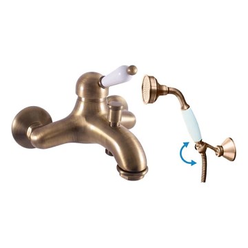 RAV Slezák L554.5/2SM - Set per vasca con miscelatore LABE RETRO, ottone antico