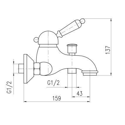 RAV Slezák L554.5SM - Miscelatore per vasca LABE RETRO 13,7 cm ottone antico