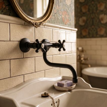 RAV Slezák MK101.5/21CMAT - Mitigeur évier/lavabo MORAVA RETRO noir mat