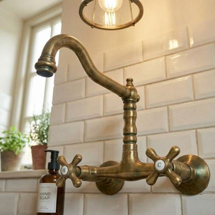RAV Slezák MK102.5/28SM - Miscelatore per lavello/lavabo MORAVA RETRO 16,8 cm in ottone antico