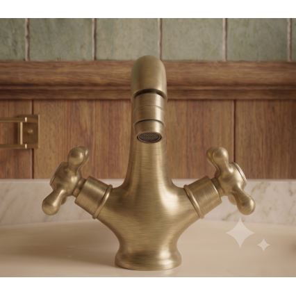 RAV Slezák MK143.0SM - Bidet-Armatur + Ablaufgarnitur MORAVA RETRO 16 cm Antikmessing
