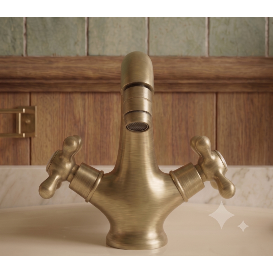 RAV Slezák MK143.0SM - Bidet-Armatur + Ablaufgarnitur MORAVA RETRO 16 cm Antikmessing