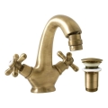 RAV Slezák MK143.0SM - Miscelatore monocomando per bidet + scarico MORAVA RETRO 16 cm in ottone antico