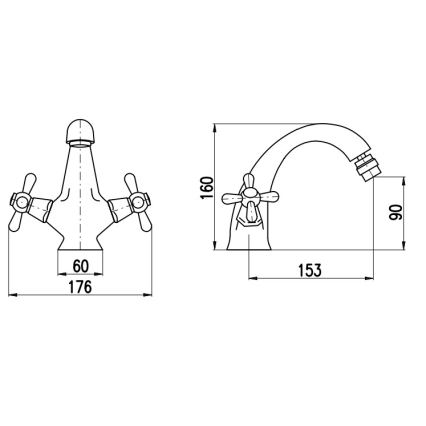 RAV Slezák MK143.0SM - Miscelatore monocomando per bidet + scarico MORAVA RETRO 16 cm in ottone antico